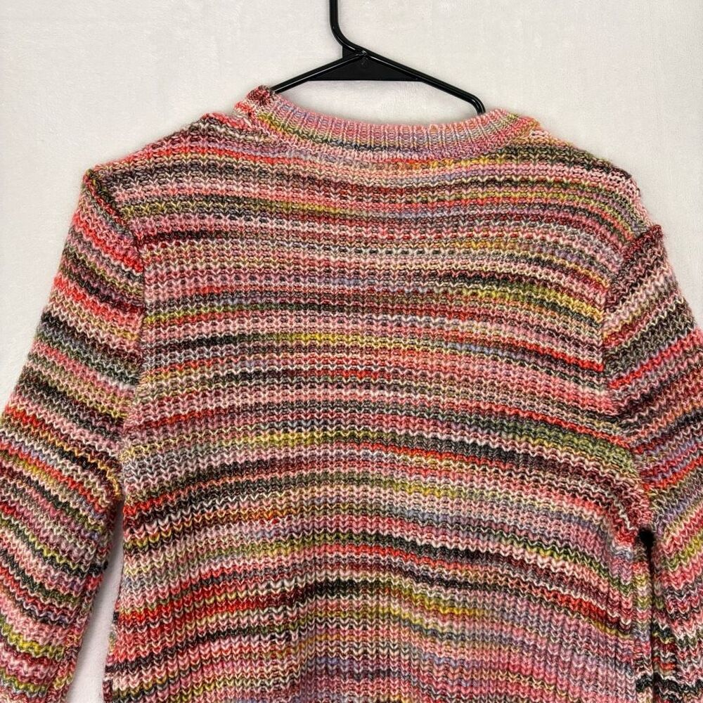 Ecru Pink Multi Color Striped Bell Sleeve Pullover Sweater Size Medium - Picture 9 of 13
